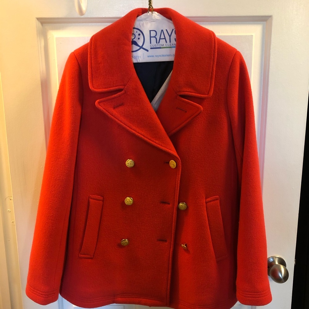 J. Crew Red Stadium Cloth Peacoat (Size 10)